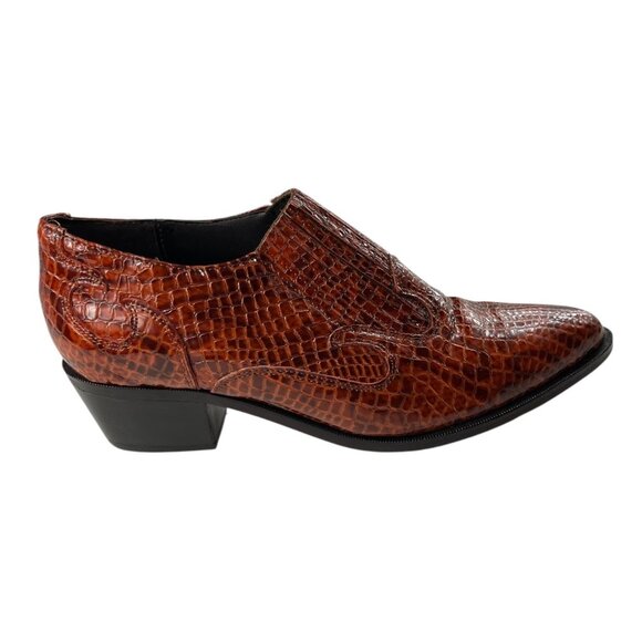 Dingo Leather Upper Heeled Ankle Boots Reptile Print Western Cowgirl Size 7.5 M - Picture 1 of 15